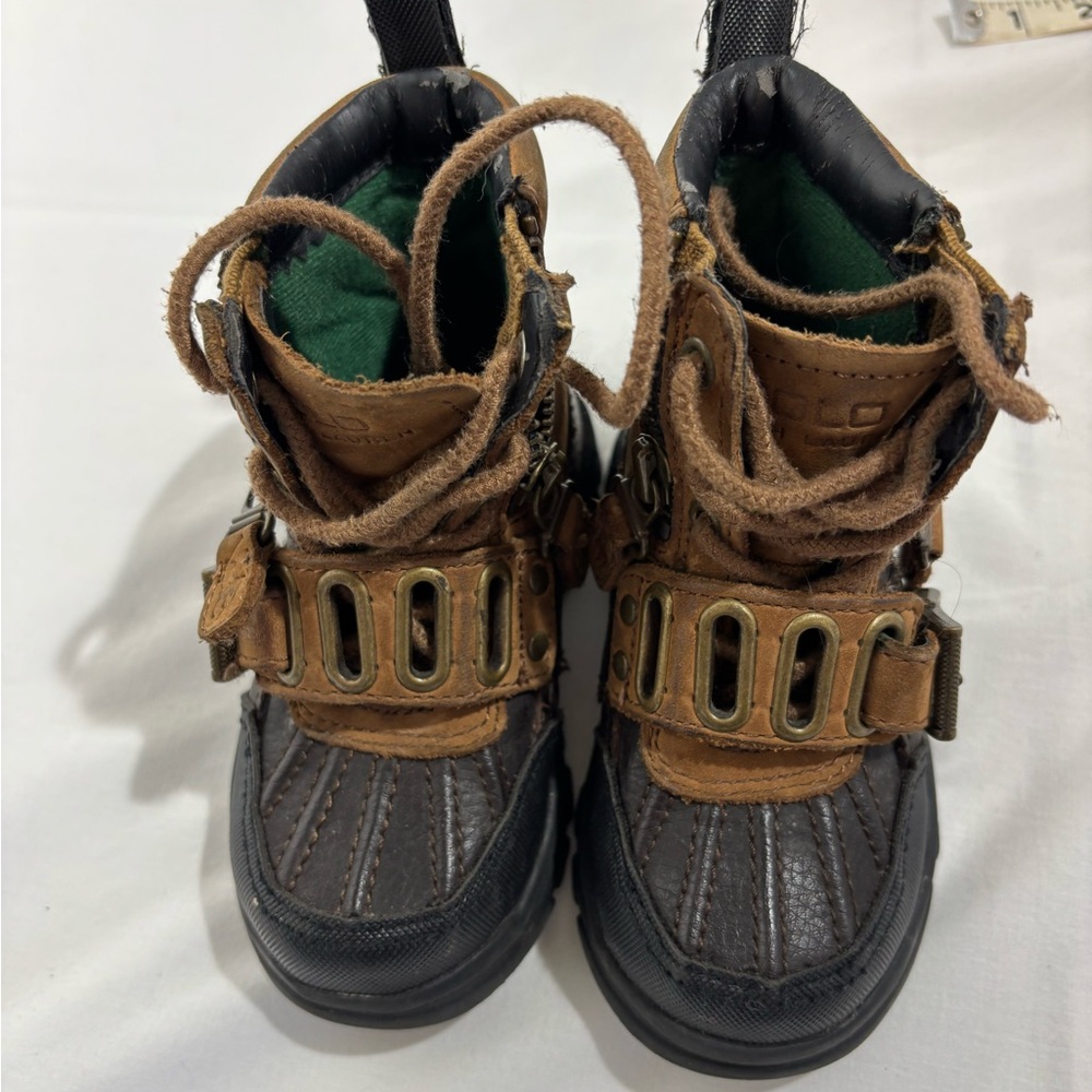 Polo Kids Brown and Black Winter Boots - Sturdy Outdoor Style Sz 7 little boy